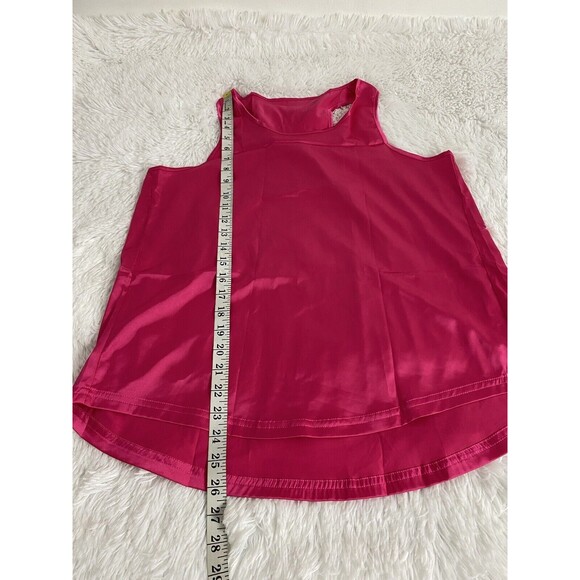 Ouslee Women Cami Tank Top Hot Pink Size M Satin Sleeveless Lose Fit Fuchsia - Picture 8 of 13